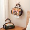 Universal Hanging Toilet Paper Holder Dust-proof Canvas Tissue Holder Cute Bear Reusable Napkin Dispenser for Car Use