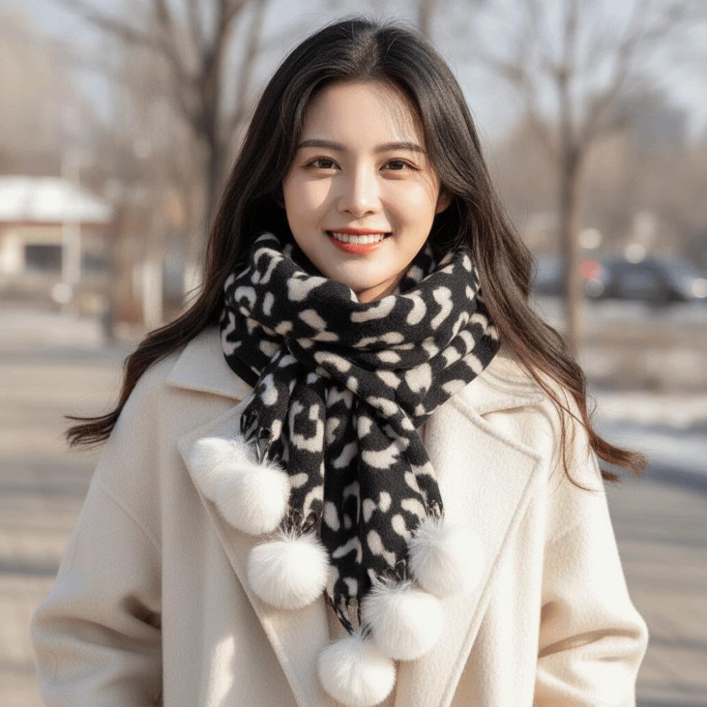 Cozy Winter Shawl Wrap Fleece Cashmere Feel Scarf Leopard Print Scarf Winter Party