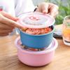 3Set Wheat Straw Freshness Bowl Plastic Microwave Oven Soup Bowl Crisper Practical Bowl round with Lid Lunch Box Salad Bowl
