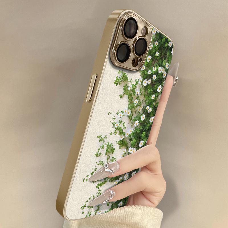 

Daisy White Flower for Apple 17 Promax Personality 16 New 15 Mobile Phone Case for IPhone 13 Mirror Creative 12 For Apple 7/For Apple 8