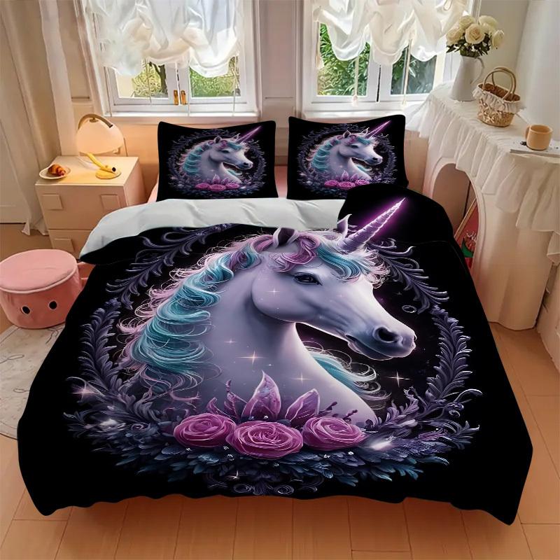 3pcs Unicorn Fantasy Artwork Duvet Cover Set -Includes 1 Duvet Cover and 2 Pillowcases, No Quilt Core, All-Season Home Decor  Yy251111163