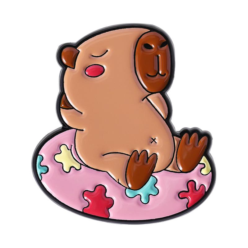 Capybara Vacation Enamel Pins Custom Seaside Beach Brooches Lapel Badges Clothes Animal Jewelry Gift for Kids Friends
