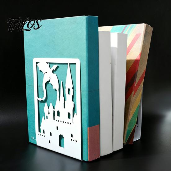 Decorative Bookends 1 Pair Metal Dragon Bookends, Fantasy Castle Book Ends Texture for Shelves, Heavy Duty Gothic Holders Home Office Library