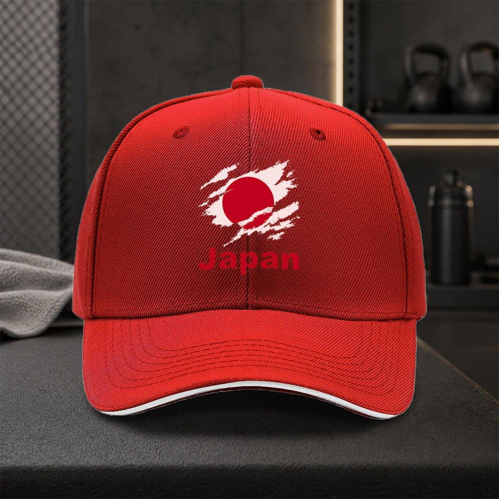 Japanese Flag Baseball Cap for Unisex Adjustable Duckbill Hat with Japan Flag Emblem Lightweight Outdoor Travel Cap