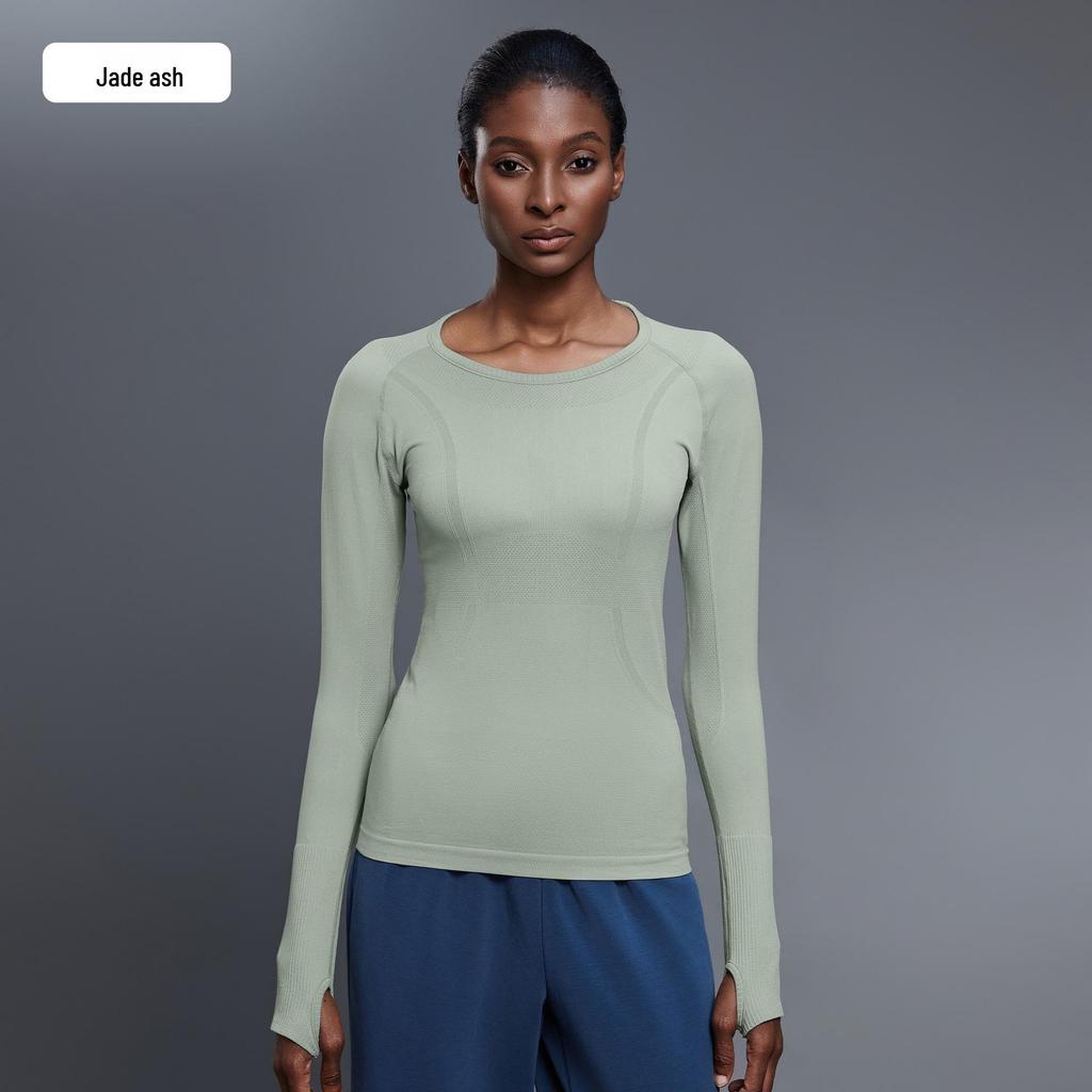 Women's Seamless Long Sleeve Yoga Top – Comfortable, Breathable, Tight-Fitting, Slimming Fitness Wear
