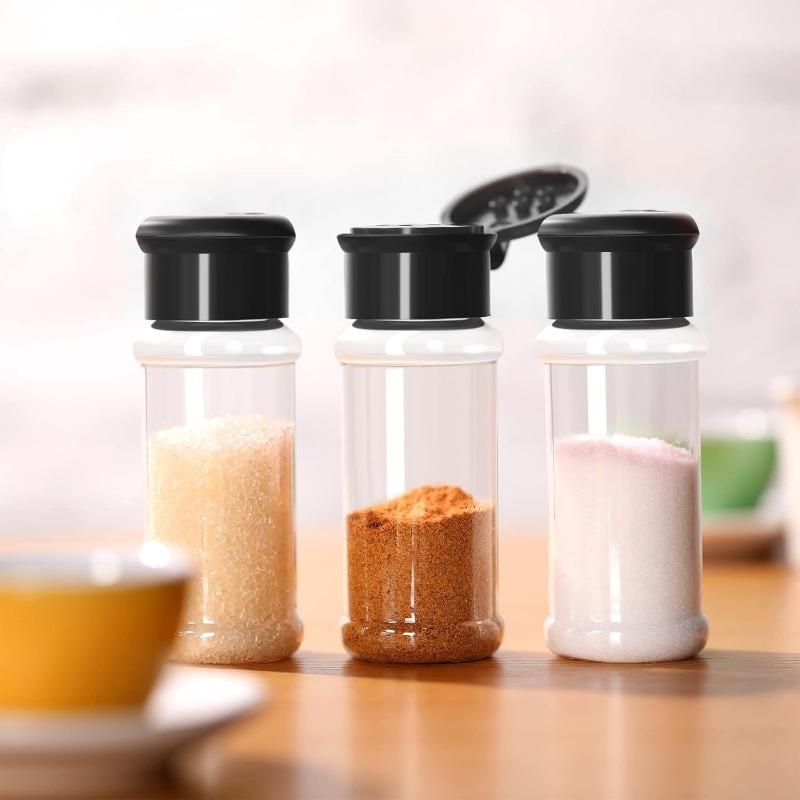20/1pcs Plastic Spice Bottles with Shaker Lid Salt Pepper BBQ Condiment Seasoning Jars Container Storage Bottle with Stickers