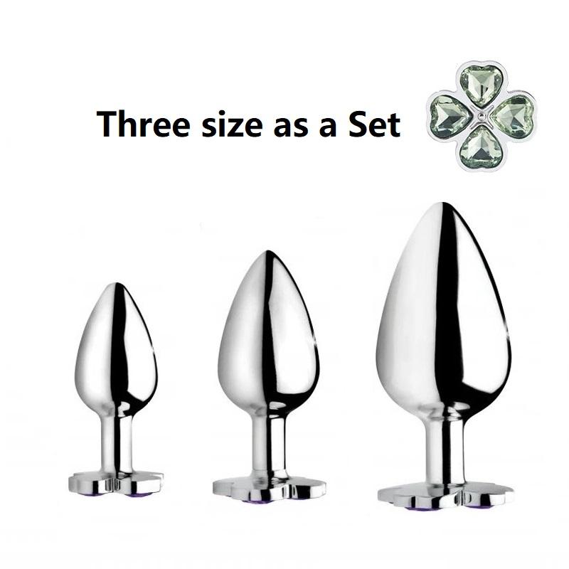 Small medium large set huge four leaf cover Metal Anal plug jewelry butt beads dildo insert BDSM vaginal Sex toy for men women