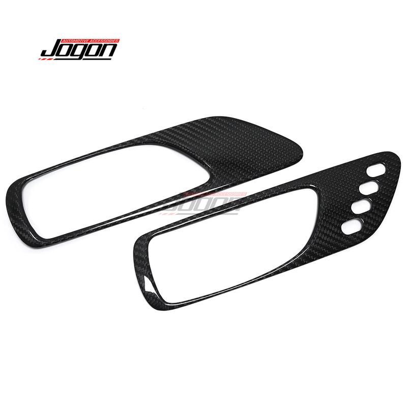 2PCS Carbon Fiber Car Interior Window Side Door Handle Panel Cover Trim For Lexus RC200 RC300 RC F Sport 2015- Accessories