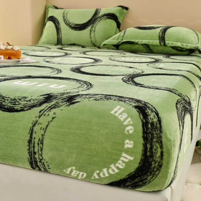 Winter Warm Fitted Sheet Stars Pinted Flannel Fleece Bed Sheet for Double Bed Queen/King Size All-inclusive Mattress Cover180