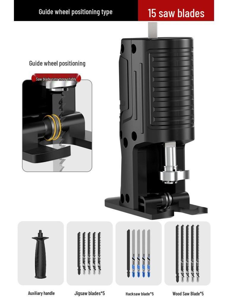 Electric Drill to Chainsaw Conversion Head: Handheld Reciprocating Saw for Woodworking and Jigsaw.