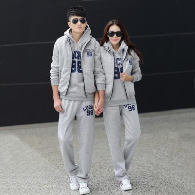 Autumn and Winter Plus Velvet Thick Sweater Men's Suit Three-piece Printing Hood