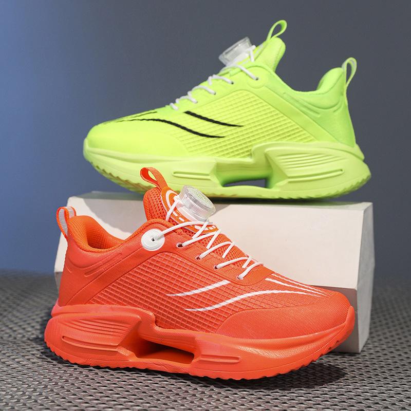 2025 new summer children's dead shadow running shoes men's rotating button sports shoes older children's carbon plate soft-soled running shoes