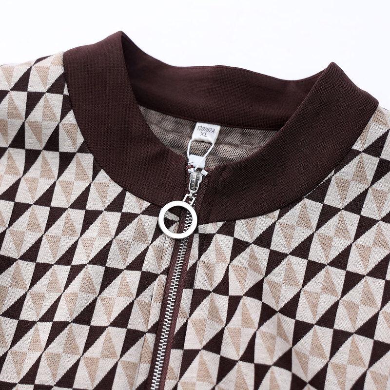 Women's Plus Size Casual Plaid Baseball Jacket & Pants Set