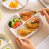 Three Dividing Plate Ceramic Household Japanese New High Aesthetic Plant Print Dining Plate Popular Adults Loss Weight Tableware