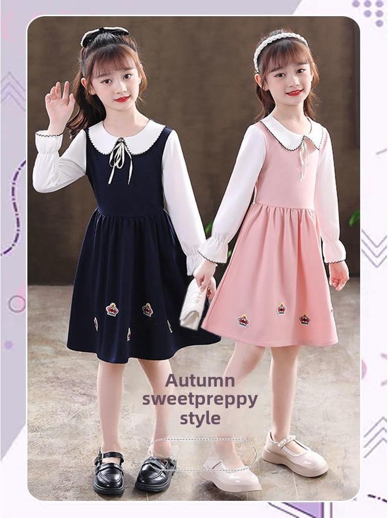 Girls' New Korean Style Autumn College Princess Dress for Primary & Secondary Students
