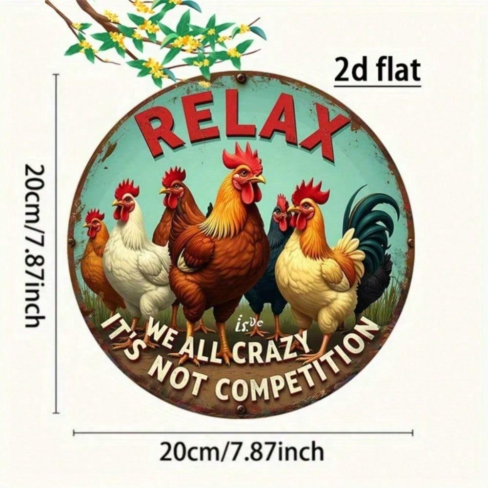 Vintage Chicken Aluminum Wall Art Funny Farmhouse Kitchen Sign Home Decor