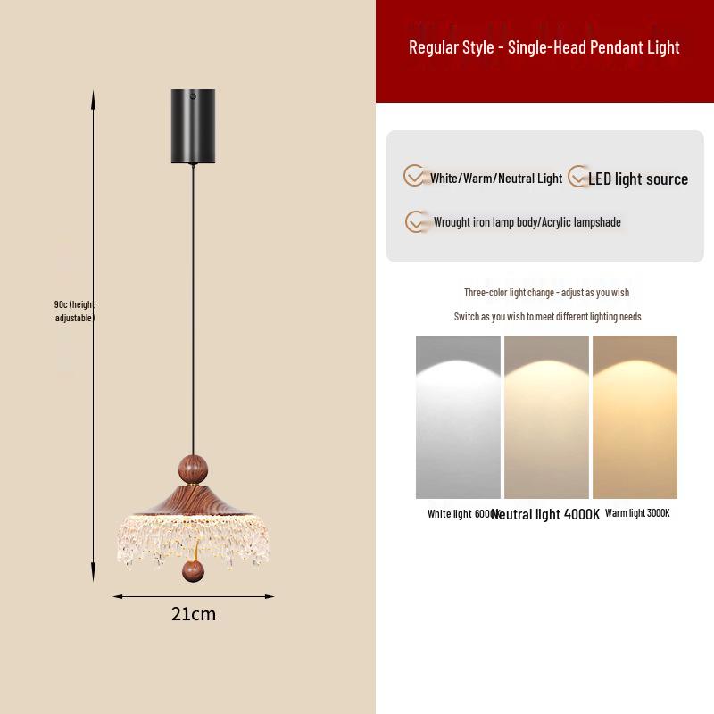 Mid-Century Style Walnut Pendant Light for Living Room, Dining Room, Hallway, Entrance, and Corridor Decor.