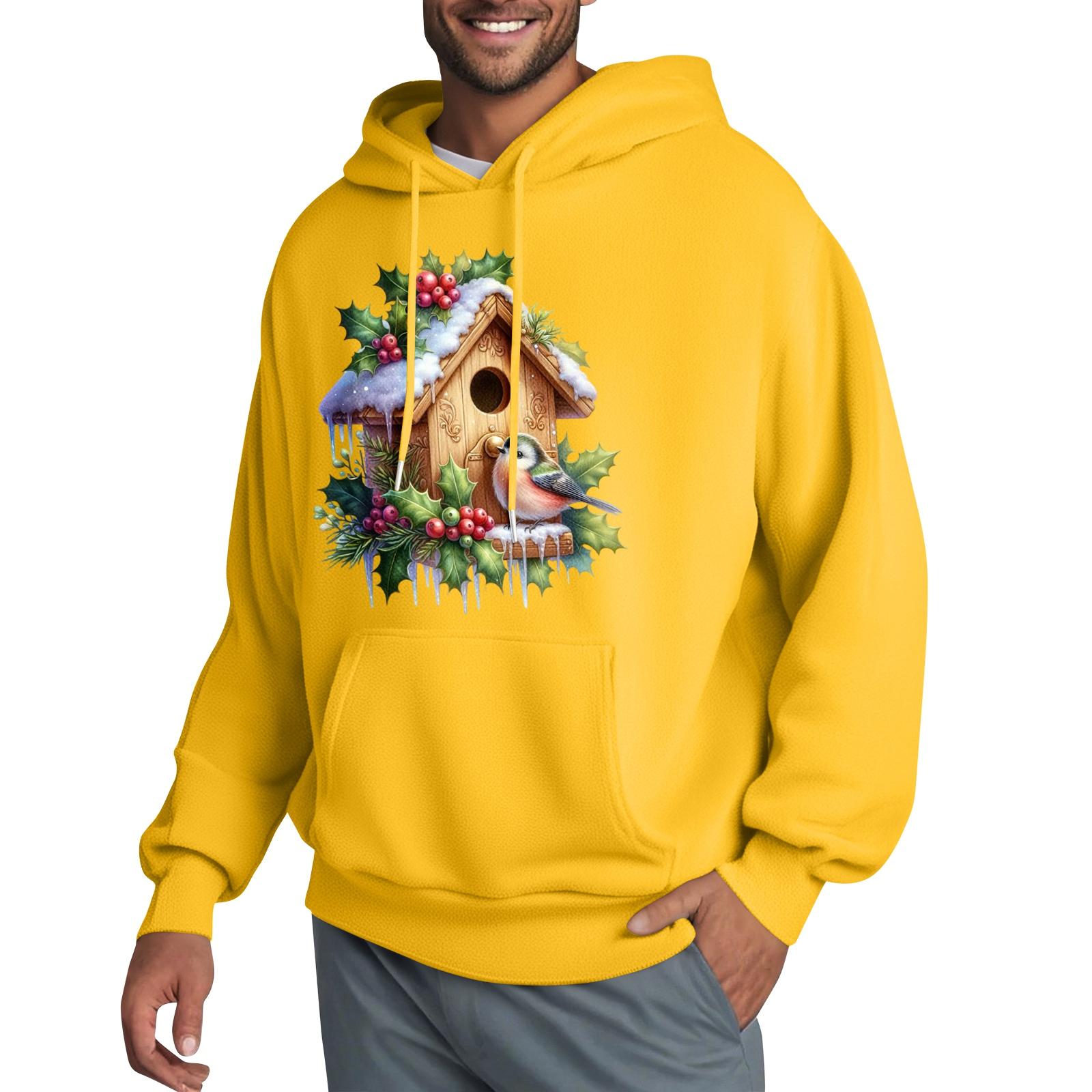 

Мужская толстовка с капюшоном, толстовка контрастного цвета, спортивная повседневная куртка XL жёлтый