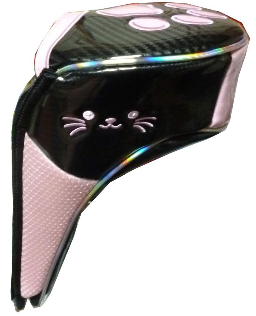 Golf Headcover for Utility Clubs, Paw Print Design with Magnetic closure (Black/Pink)
