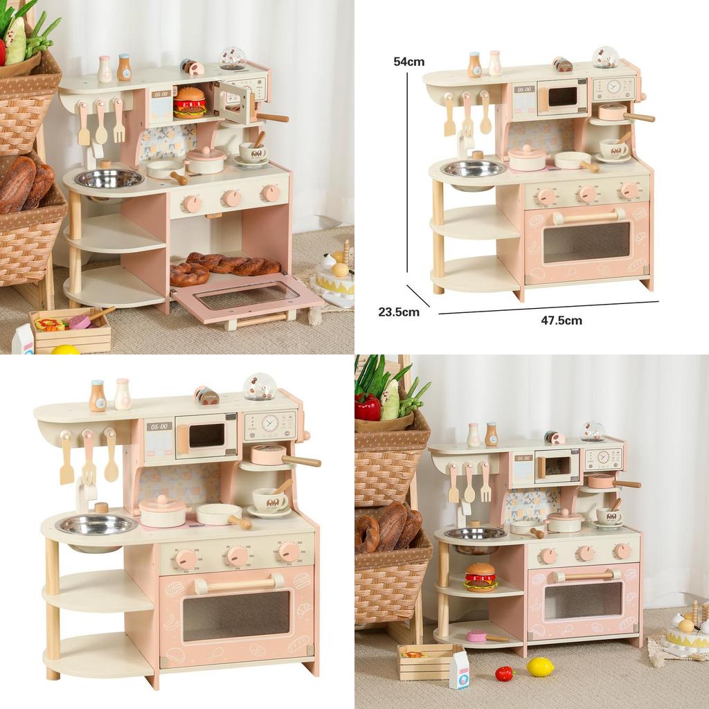 Wooden Pretend Kitchen Toys Coffee Machine And Stove For Early Childhood Development And Parentchild Interaction