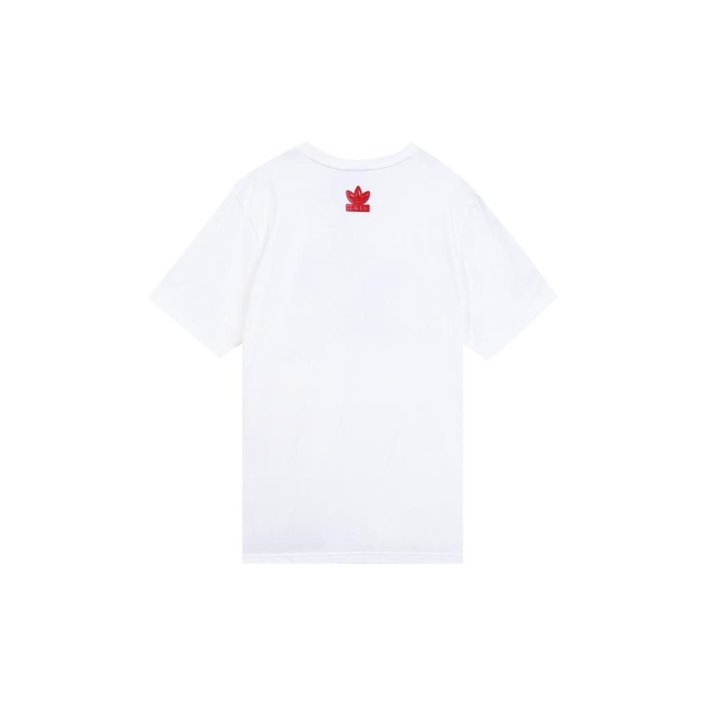 Adidas Originals Clover Vday Tee With Uni Logo Print Round Neck Short Sleeve Men Tops White H07084
