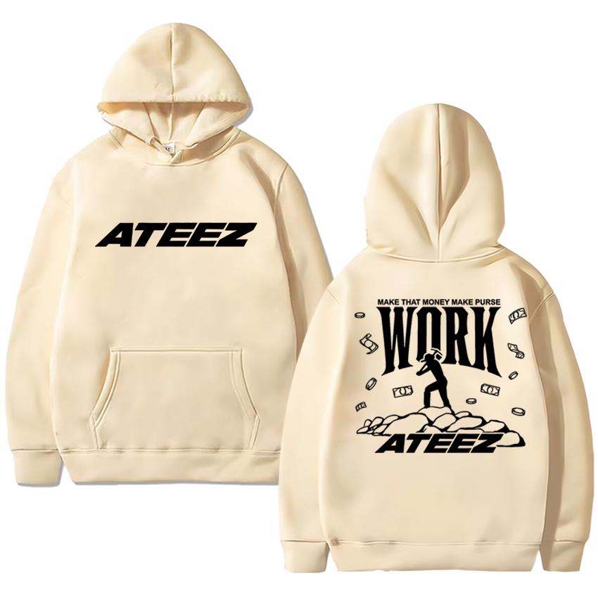 Kpop Ateez World Tour 2025 New Double Sided Printed Hoodies Unisex Fashion Y2k Pullovers Men Women Fleece Long Sleeve Sweatshirt