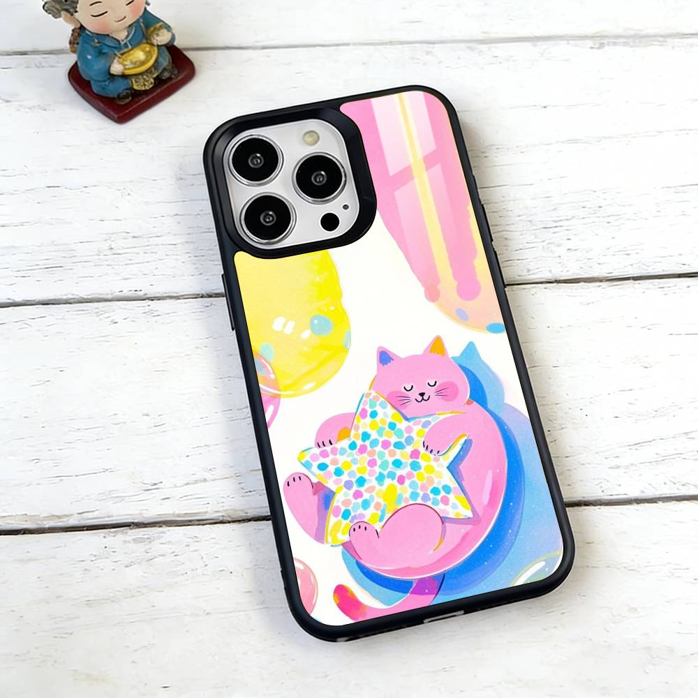 Cat String Phone Case For iPhone17,16,15,14,13,12,11 Plus,Pro Magnetic with Magsafe Wireless Charging