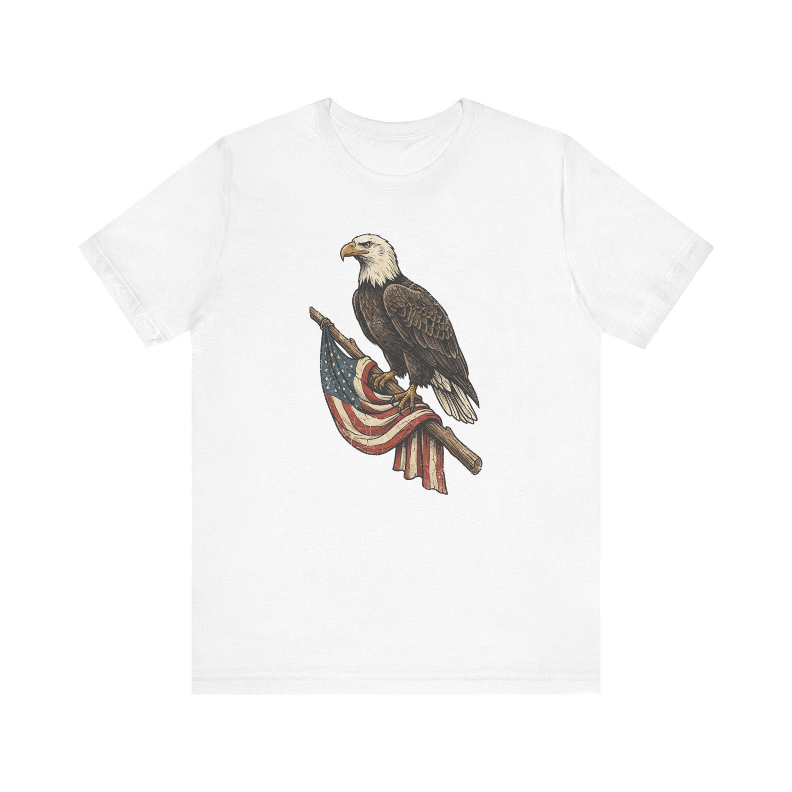 Bald Eagle on American Flag Tee | Patriotic Eagle T-Shirt 4XL