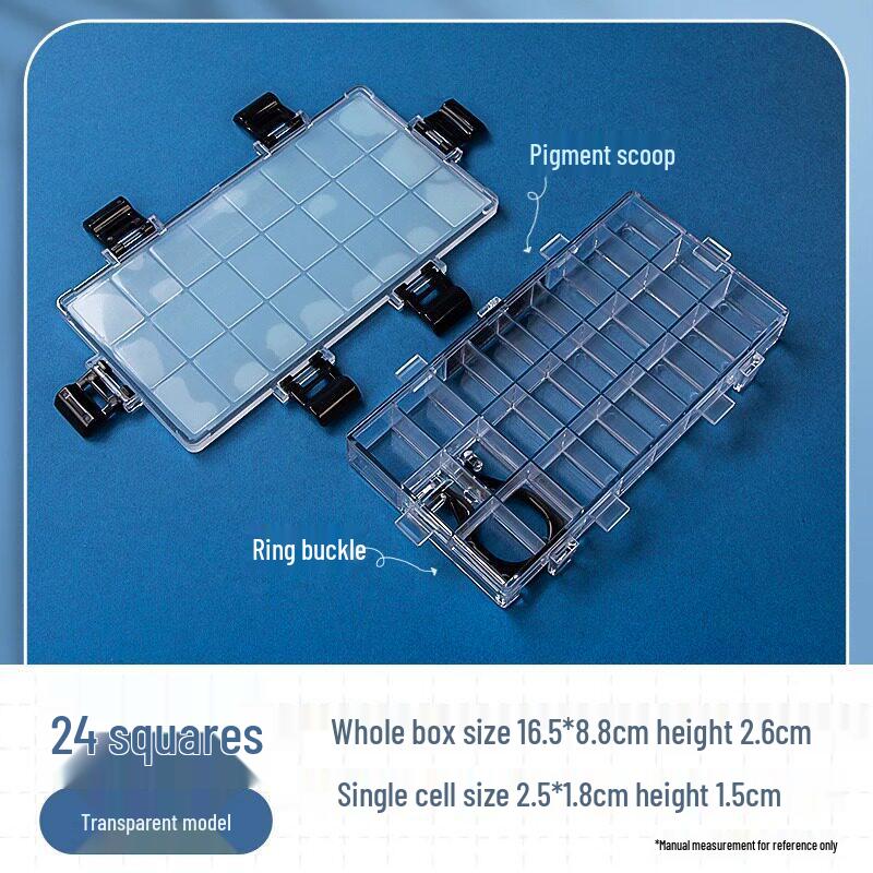 24-Color Watercolor Palette with 36 Leak-Proof Grids and Moisture-Sealing Compartment, ABS