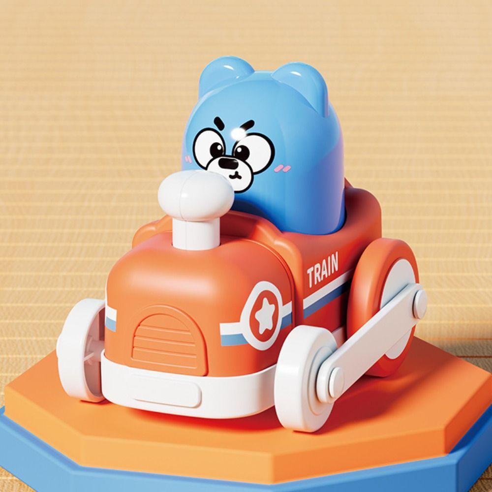 Cartoon Train Power Toy Collision Puzzle Toy Car Cute Press Inertia Pull Back Toy  Children's