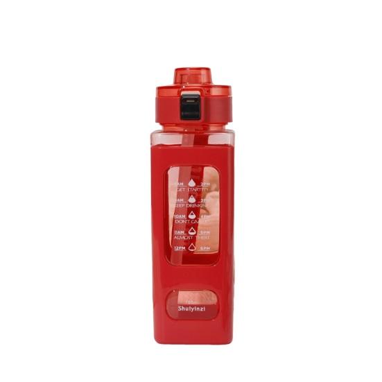1 Set 700ml Water Bottle Leak-proof Large Capacity Ins Style Drink PC Creative Square Water Bottle Daily Use