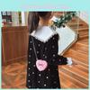 Kids Girl Pu Material Cute Heart Shaped Crossbody Bag With Embroidery For School