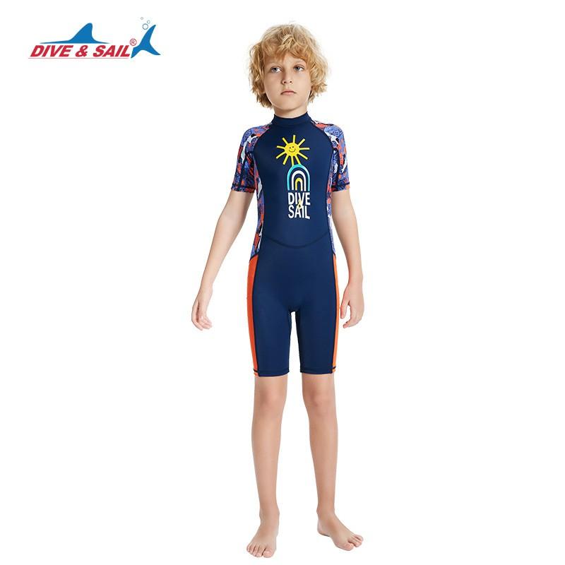 Kinderbadeanzug Jungen 'Einteiler Kurzarm Shorts Sonnenschutz Schnelltrocknend Mittel Alt Schwimmtraining Heiße Kleidung