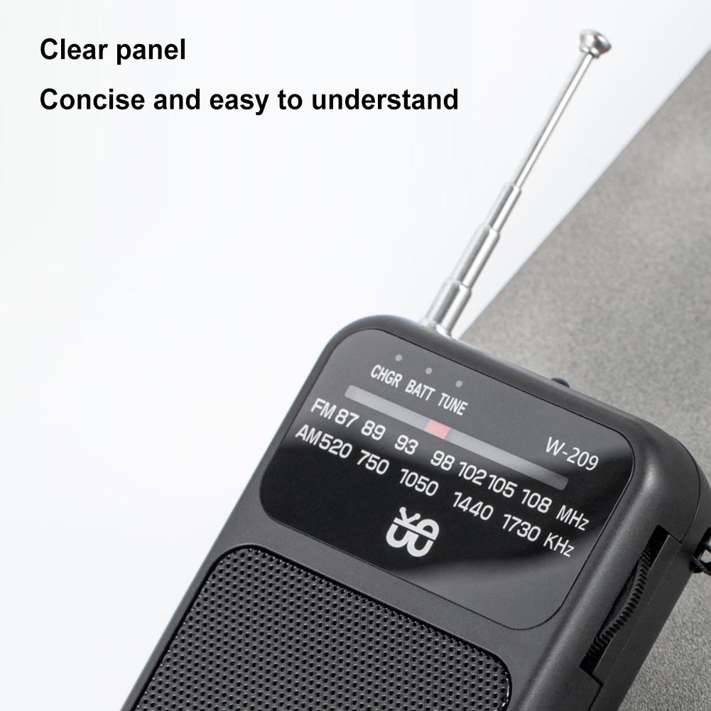 2 Band Stereo Radio Built-in Speaker Telescopic Antenna Radio Flashlight Mini Radio Receiver with 3.5mm Headphone Jack for Elder