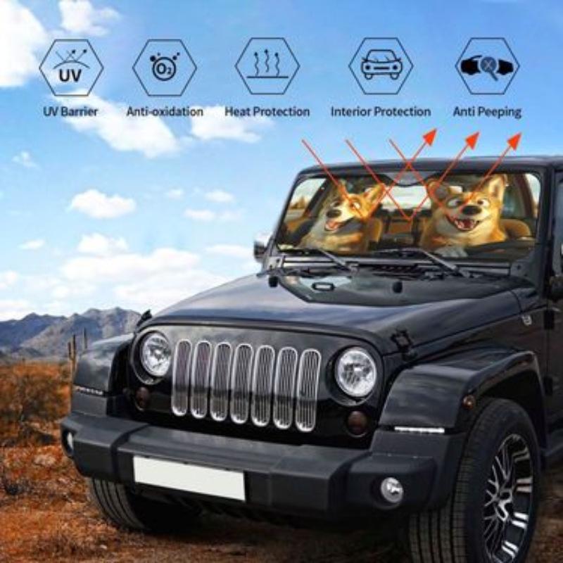Universal Front Windshield Aluminum Foil Sunshade - Easy Installation & Storage
