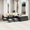 VidaXL 14-piece Garden Sofa Set with Cushions Poly Rattan Black Acacia 3361680
