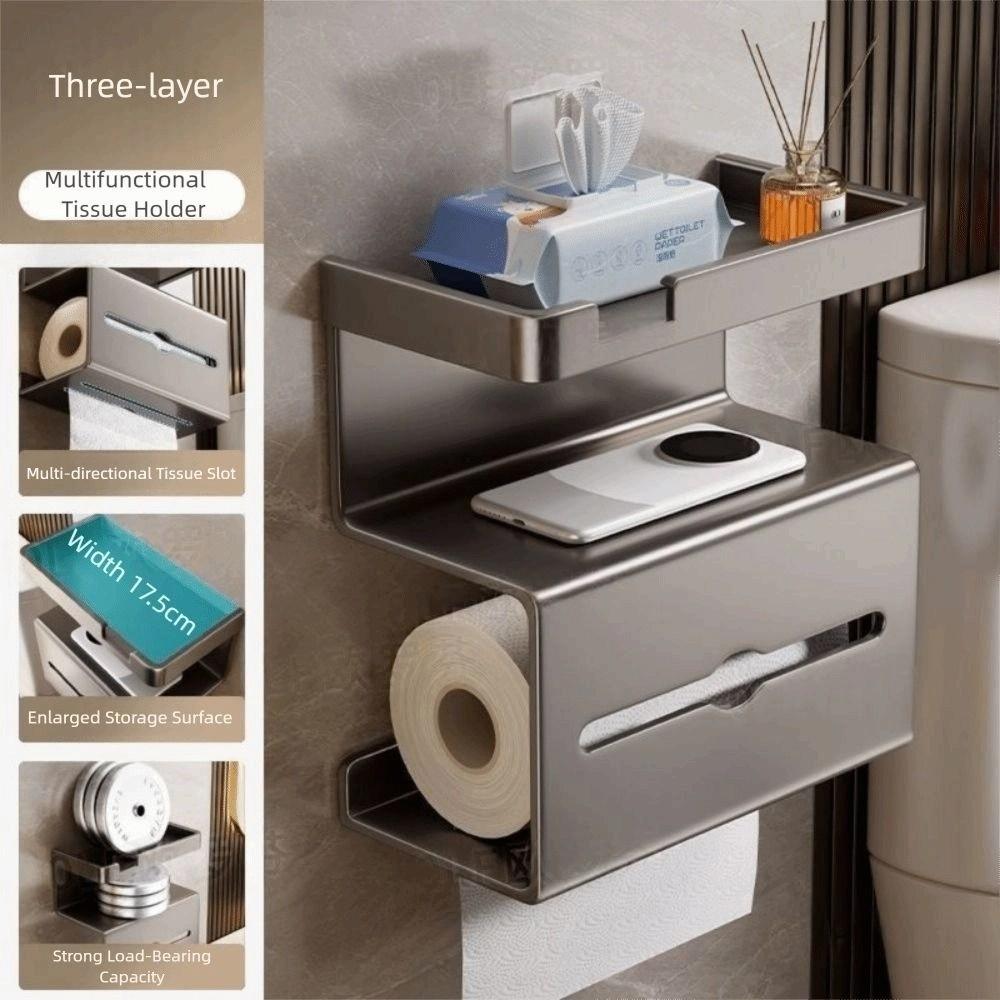 Strong Load-bearing Toilet Paper Storage Rack Wall Mounted Bathroom Tissue Dispenser Bathroom