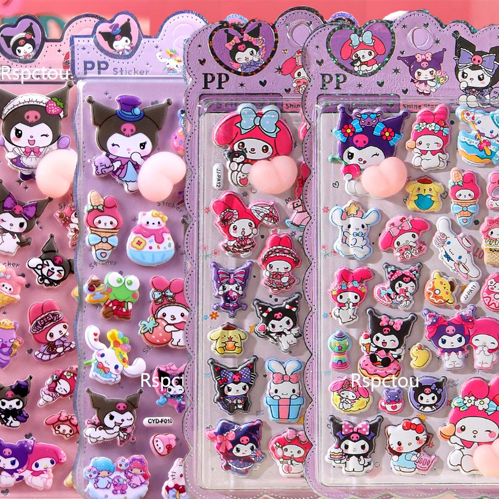 Cute Creative Sanrio Happy Buttocks Stickers Kawaii Cartoon Kuromi My Melody Soft Pinchable Decompression 3D Bubble Decals Gift