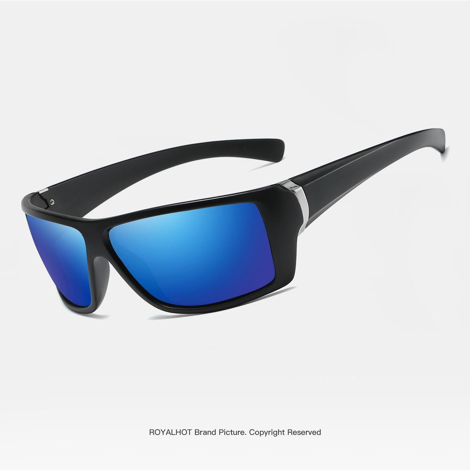 RoyalHot унисекс поляризационные синие спортивные солнцезащитные очки винтажные — фото 15