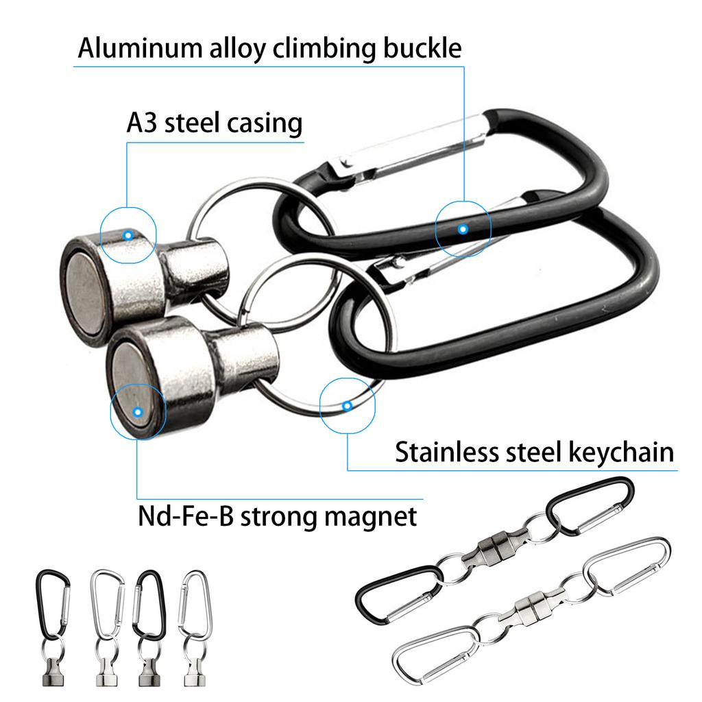 Hanging Holder Lanyard Clip Carabiners Keychain Hook Buckle Magnetic Fishing Clip Fly Fishing Magnetic Net Release Clip