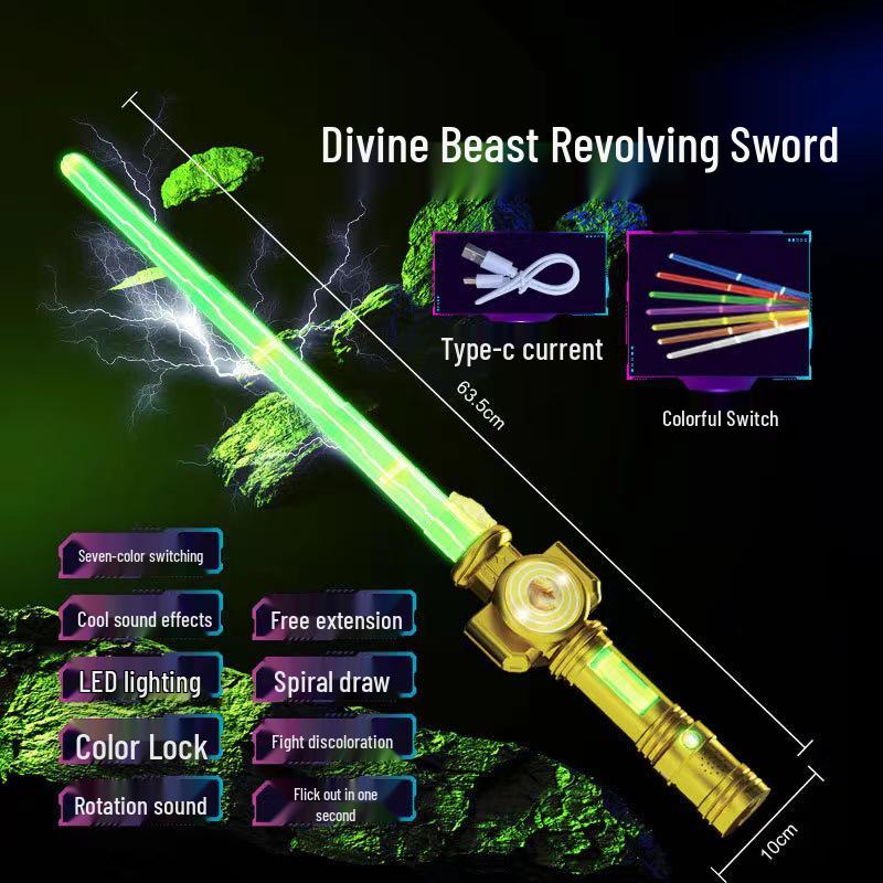 Telescopic Glowing Lightsaber Toy - Mythical Beast Design for Kids