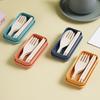 Japanese-Style Wheat Straw Cutlery Set Knife Fork Spoon Chopsticks - Three-Piece Folding Portable Cutlery