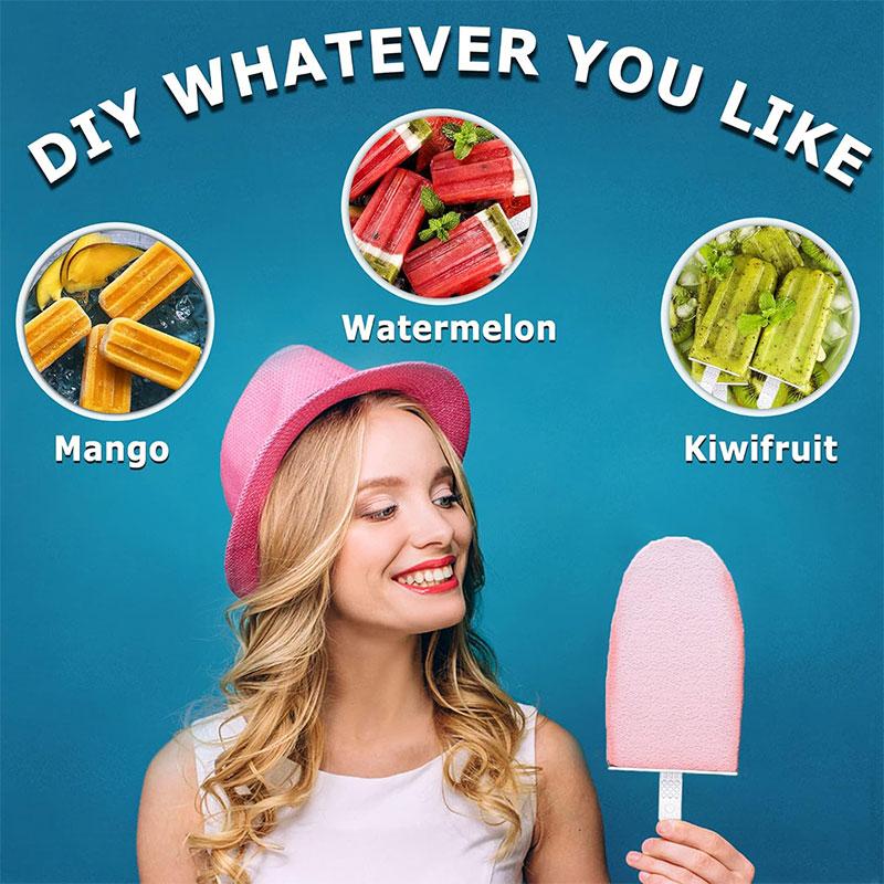 6/10 Mulden, selbstgemachte Eisformen aus BPA-freiem Silikon, Eis am Stiel-Maker für gefrorenes Eis, wiederverwendbare Eisform mit Trichter und Reinigungsbürste