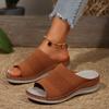 Summer Fly-Woven Breathable Wedge Slippers Large Size Beach Cool Slippers 43