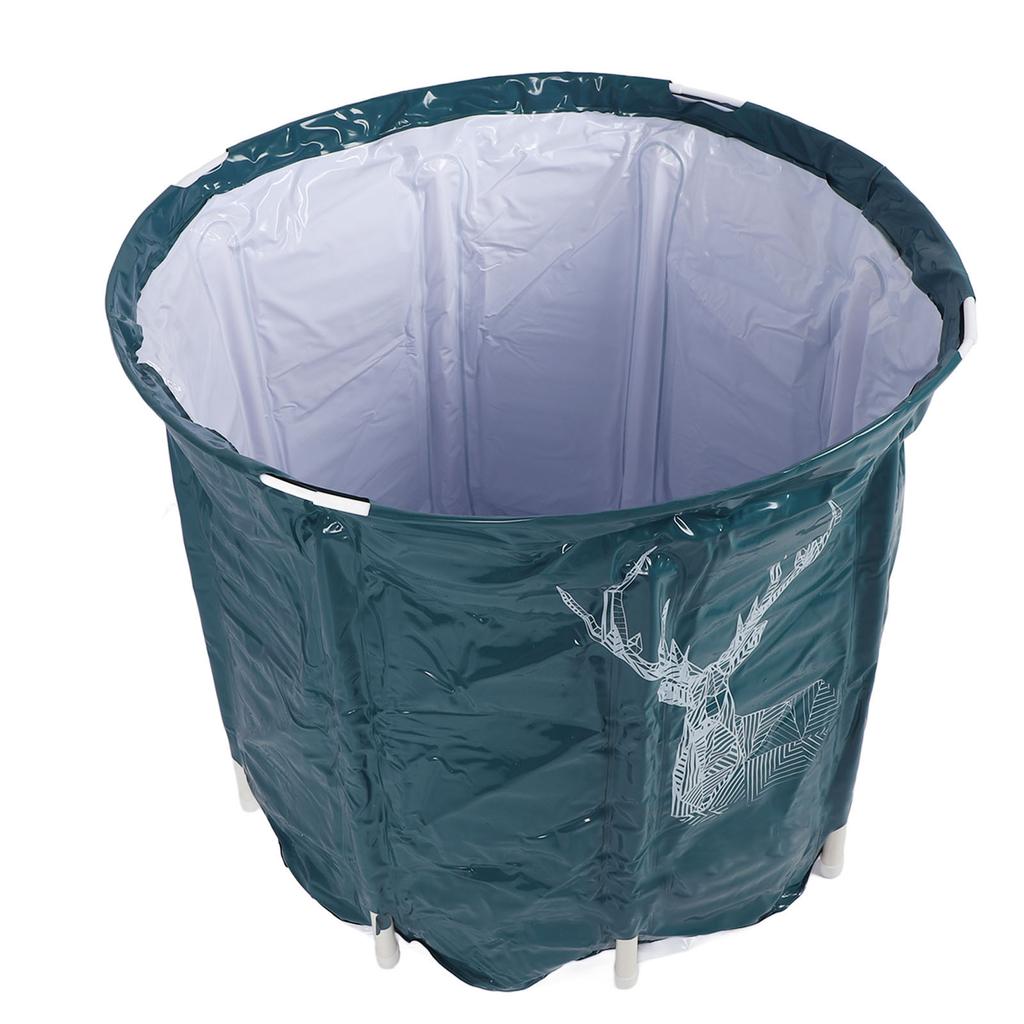 Folding Spa Bath Tub 80L Large Capacity PVC Portable Foldable Soaking Bath Tub with Bracket for