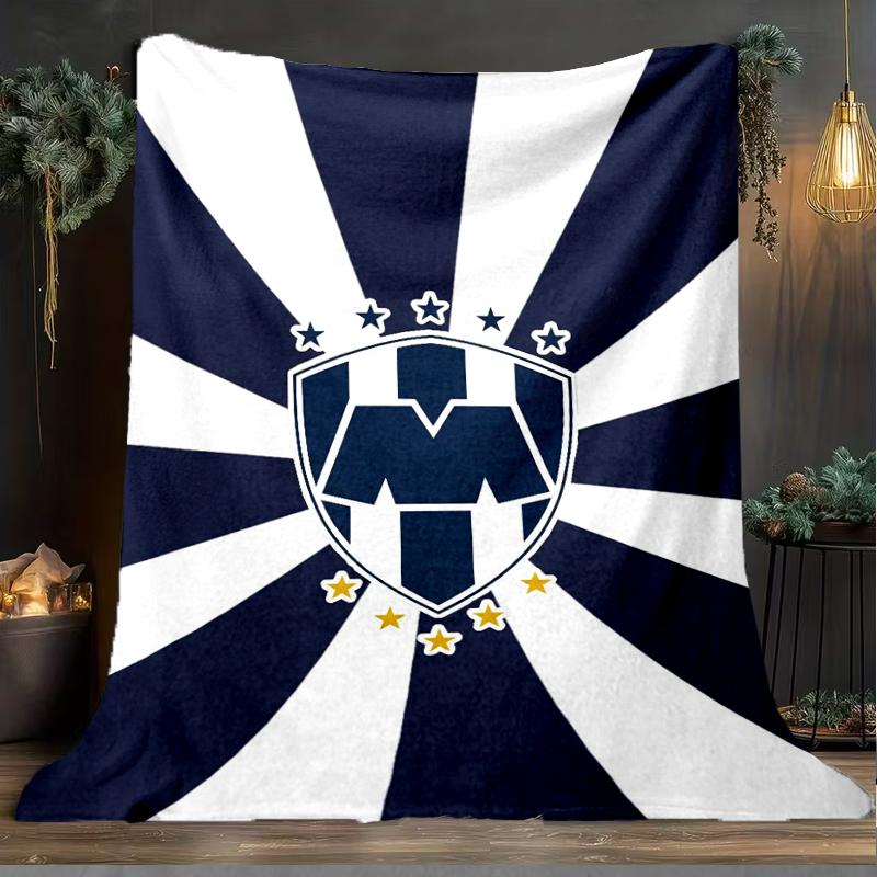 1PC Monter-rey Football Crest Art Printed Soft Flannel Blanket Throw for Adult Bedroom Living Room Sofa Camping Travel Fan gifts Christmas Gifts