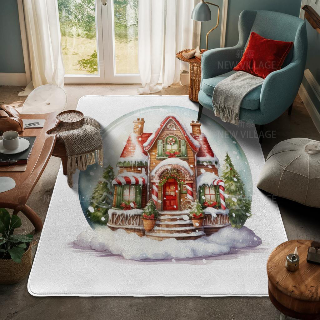 House Entrance Carpet Home Door Mat Living Room Bath Foot Bathroom Non-slip Water Absorption Rugs Bath Merry Christmas Winter