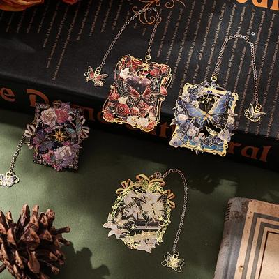 Hollow Flower Metal Bookmark Painted Book Clip Student Reading Stationery Teacher Gift Book Accessories Bookmarks for Books