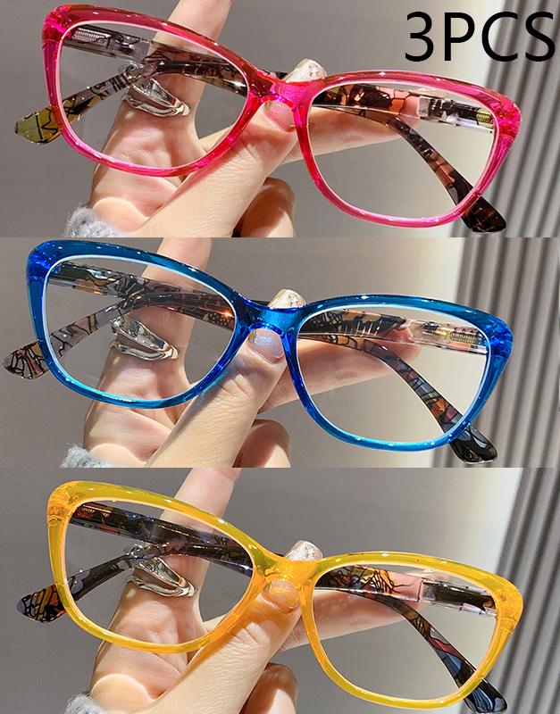 1/2/3PCS New Colored Frame Reading Glasses For Women Comfortable Trendy Full Frame 2105