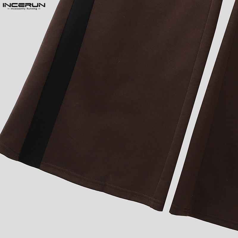 INCERUN Men Casual Drawstring Elastic Waist Hooded Long Sweatpants Flare Pants Trousers